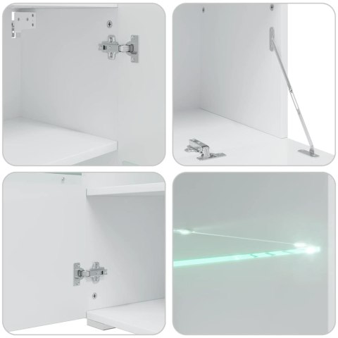 MEBLE DO SALONU Z SZAFKĄ POD TV I PODŚWIETLENIEM LED 5 ELEMENTÓW CZARNE