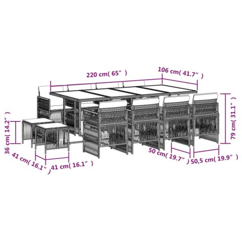 13-CZ. ZESTAW MEBLI DO OGRODU PODUSZKI CZARNY RATTAN PE