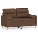 2-OSOBOWA SOFA Z PODUSZKAMI BRĄZOWA 120CM TKANINA