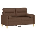 2-OSOBOWA SOFA Z PODUSZKAMI BRĄZOWA 120CM TKANINA
