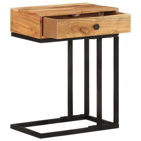 STOLIK BOCZNY W KSZTAŁCIE U 45X30X61CM LITE DREWNO AKACJOWE