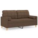 2-OSOBOWA SOFA Z PODUSZKAMI BRĄZOWA 140CM TKANINA