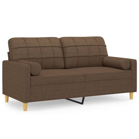 2-OSOBOWA SOFA Z PODUSZKAMI BRĄZOWA 140CM TKANINA