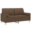 2-OSOBOWA SOFA Z PODUSZKAMI BRĄZOWA 140CM TKANINA