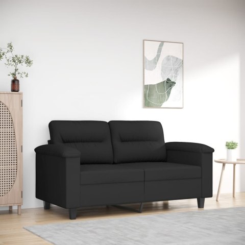 SOFA 2-OSOBOWA CZARNA 120CM TAPICEROWANA MIKROFIBRĄ