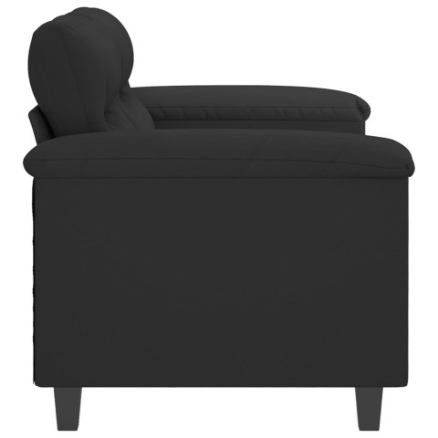 SOFA 2-OSOBOWA CZARNA 120CM TAPICEROWANA MIKROFIBRĄ
