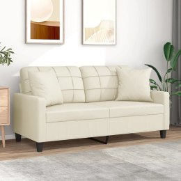 2-OSOBOWA SOFA Z PODUSZKAMI KREMOWA 140CM SZTUCZNA SKÓRA