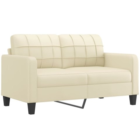 2-OSOBOWA SOFA Z PODUSZKAMI KREMOWA 140CM SZTUCZNA SKÓRA