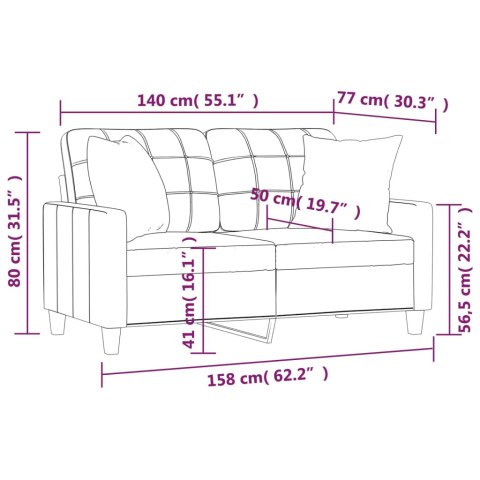 2-OSOBOWA SOFA Z PODUSZKAMI KREMOWA 140CM SZTUCZNA SKÓRA