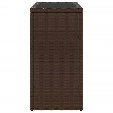 STOLIK OGRODOWY ZE SZKLANYM BLATEM BRĄZOWY 58X27,5X55CM