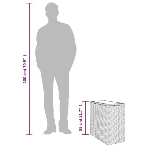 STOLIK OGRODOWY ZE SZKLANYM BLATEM BRĄZOWY 58X27,5X55CM