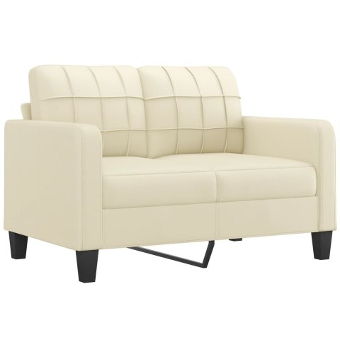 2-OSOBOWA SOFA Z PODUSZKAMI KREMOWA 120CM SZTUCZNA SKÓRA