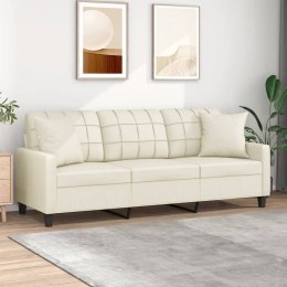 3-OSOBOWA SOFA Z PODUSZKAMI KREMOWA 180CM SZTUCZNA SKÓRA