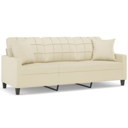 3-OSOBOWA SOFA Z PODUSZKAMI KREMOWA 180CM SZTUCZNA SKÓRA