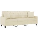 3-OSOBOWA SOFA Z PODUSZKAMI KREMOWA 180CM SZTUCZNA SKÓRA