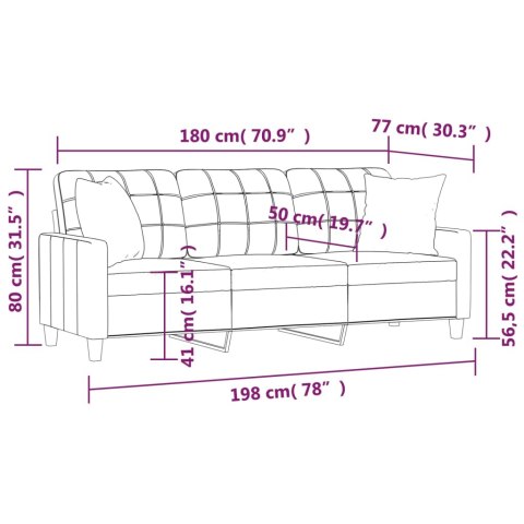 3-OSOBOWA SOFA Z PODUSZKAMI KREMOWA 180CM SZTUCZNA SKÓRA