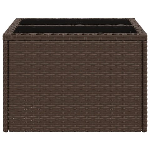 STOLIK OGRODOWY ZE SZKLANYM BLATEM BRĄZOWY 55X55X37CM