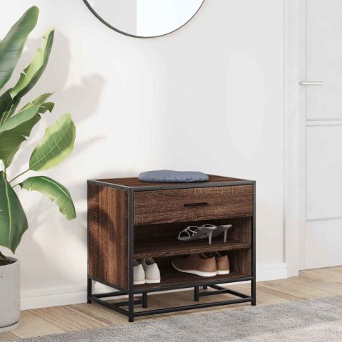 ŁAWKA NA BUTY BRĄZOWY DĄB 60X40X53,5CM DREWNO I METAL