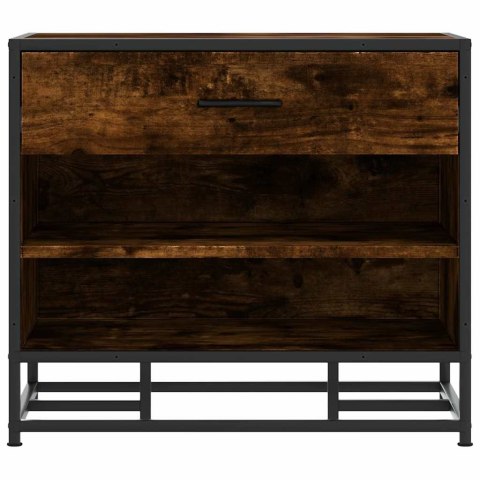 ŁAWKA NA BUTY DĄB WĘDZONY 60X40X53,5CM DREWNO KLEJONE I METAL