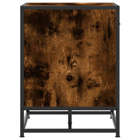 ŁAWKA NA BUTY DĄB WĘDZONY 60X40X53,5CM DREWNO KLEJONE I METAL