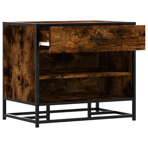 ŁAWKA NA BUTY DĄB WĘDZONY 60X40X53,5CM DREWNO KLEJONE I METAL