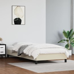 RAMA ŁÓŻKA KREMOWA OBITA SZTUCZNĄ SKÓRĄ 80X200CM