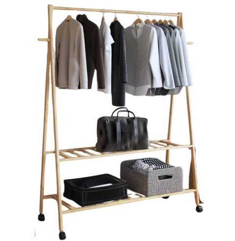 WIESZAK NA UBRANIA Z PÓŁKAMI I KÓŁKAMI 132X45,5X155,5CM