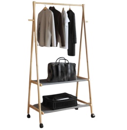 WIESZAK NA UBRANIA Z PÓŁKAMI I KÓŁKAMI 96X45,5X155,5CM