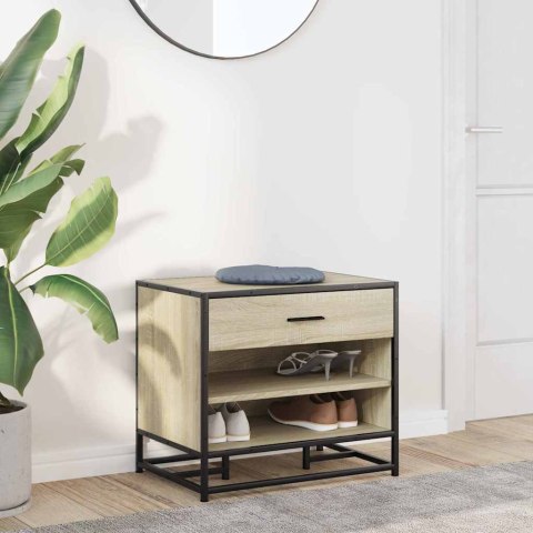 ŁAWKA NA BUTY SONOMA OAK 60X40X53,5CM DREWNO KLEJONE I METAL