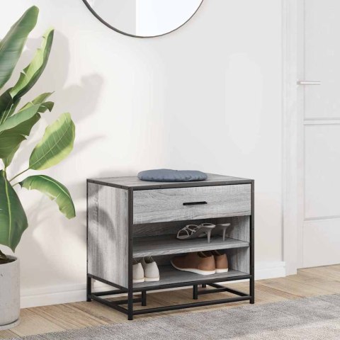 ŁAWKA NA BUTY SZARA SONOMA 60X40X53,5CM DREWNO I METAL