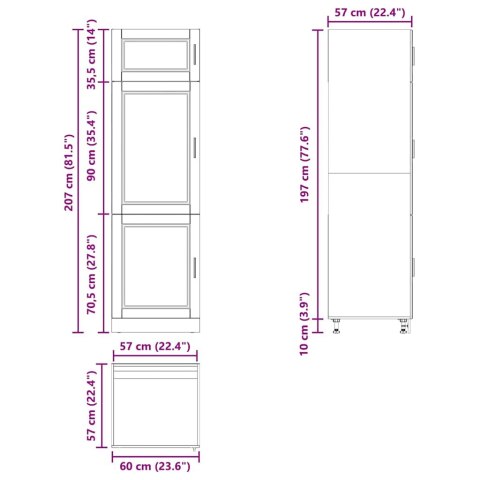 SZAFKA KUCHENNA PORTO STARE DREWNO 60X57X207