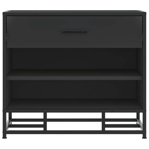 ŁAWKA NA BUTY CZARNA 60X40X53,5CM DREWNO I METAL