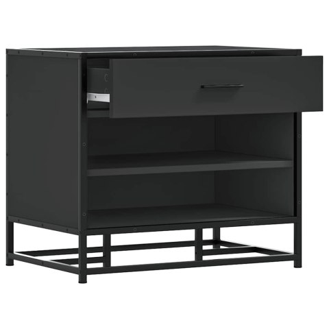 ŁAWKA NA BUTY CZARNA 60X40X53,5CM DREWNO I METAL