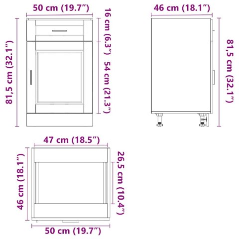 SZAFKA KUCHENNA DOLNA PORTO CZARNA 50X46X81,5CM