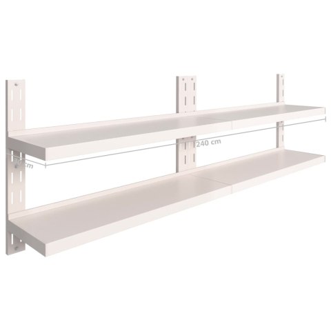 WISZĄCE PÓŁKI ŚCIENNE 2 POZIOMY 2 SZT. STAL 240X30CM