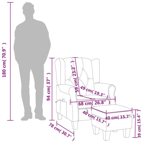 FOTEL MASUJĄCY Z PODNÓŻKIEM CZARNY OBITY TKANINĄ