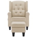 FOTEL MASUJĄCY Z PODNÓŻKIEM KREMOWY OBITY TKANINĄ