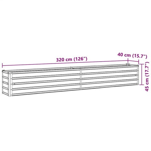 PODWYŻSZONA DONICA Z GALWANIZOWANEJ STALI 320X40X45CM ZIELONA