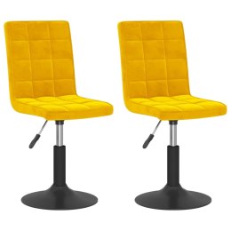 OBROTOWE KRZESŁA STOŁOWE 2 SZT. MUSZTARDOWE AKSAMITNE