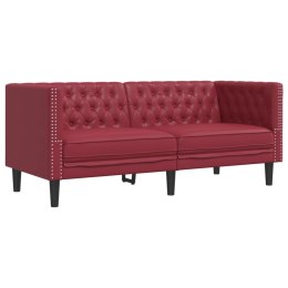 SOFA CHESTERFIELD 2-OS. BORDOWA TAPICEROWANA SZTUCZNĄ SKÓRĄ