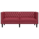 SOFA CHESTERFIELD 2-OS. BORDOWA TAPICEROWANA SZTUCZNĄ SKÓRĄ