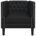 FOTEL CHESTERFIELD CZARNY TAPICEROWANY SZTUCZNĄ SKÓRĄ