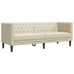 SOFA CHESTERFIELD TRZYOSOBOWA KREMOWA SZTUCZNA SKÓRA