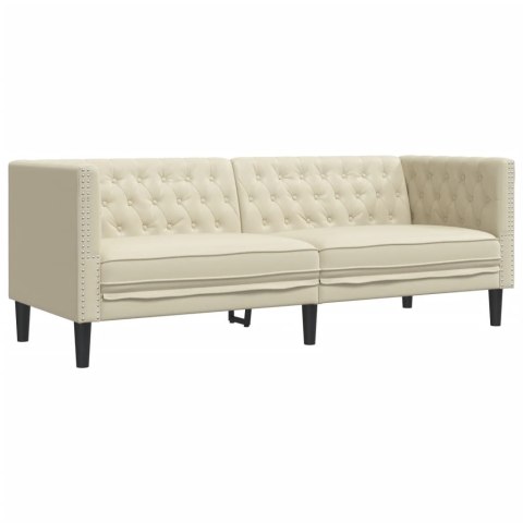 SOFA CHESTERFIELD TRZYOSOBOWA KREMOWA SZTUCZNA SKÓRA