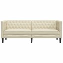 SOFA CHESTERFIELD TRZYOSOBOWA KREMOWA SZTUCZNA SKÓRA