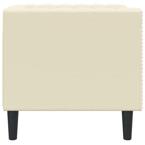 FOTEL CHESTERFIELD KREMOWY TAPICEROWANY SZTUCZNĄ SKÓRĄ