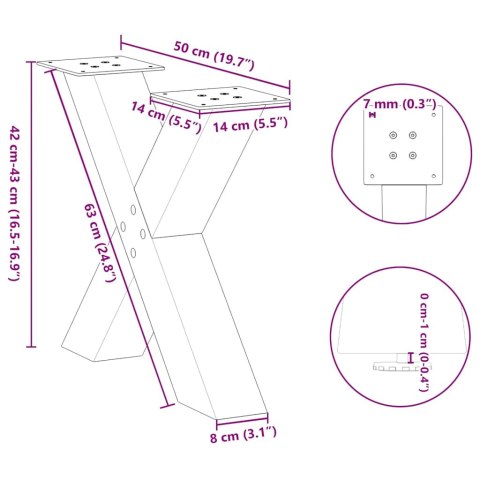 NOGI DO STOLIKA KAWOWEGO 2 SZT. CZARNE 50X(42-43)CM STAL