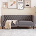 SOFA CHESTERFIELD 2-OS. SZARA TAPICEROWANA SZTUCZNĄ SKÓRĄ