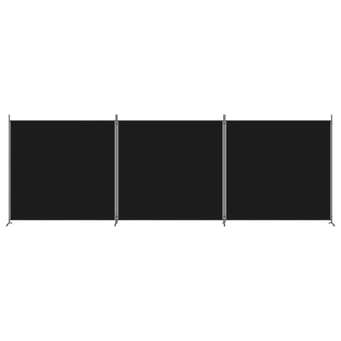 PARAWAN POKOJOWY 3-PANELOWY CZARNY 525X180CM TKANINA