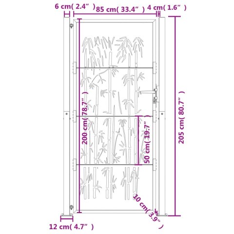 FURTKA OGRODOWA 105X205CM STAL KORTENOWSKA MOTYW BAMBUSA